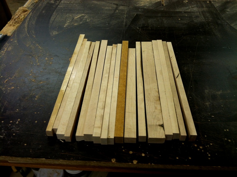 Small pieces of Maple for a wood glue up panal